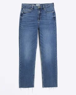 River Island high waisted stove pipe straight jeans Blue Fashion
