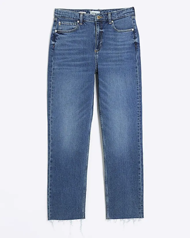 River Island high waisted stove pipe straight jeans Blue Fashion