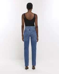 River Island high waisted stove pipe straight jeans Blue Fashion