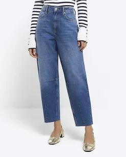 River Island high waisted tapered jeans Blue Hot