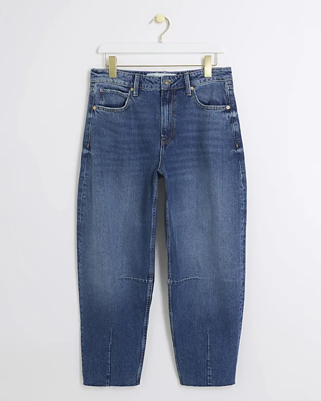 River Island high waisted tapered jeans Blue Hot