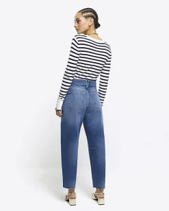River Island high waisted tapered jeans Blue Hot