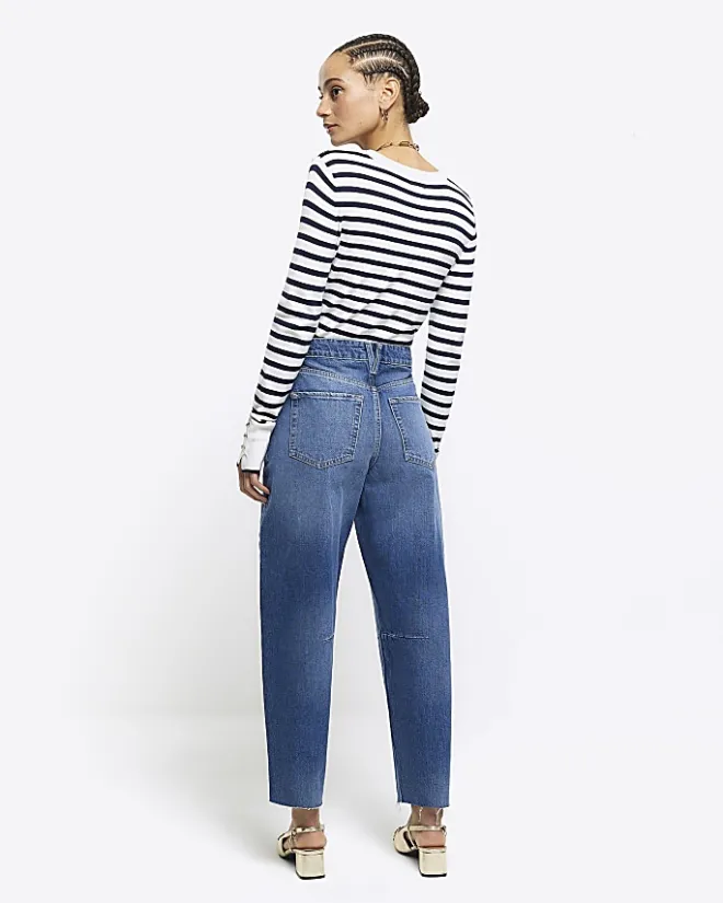 River Island high waisted tapered jeans Blue Hot