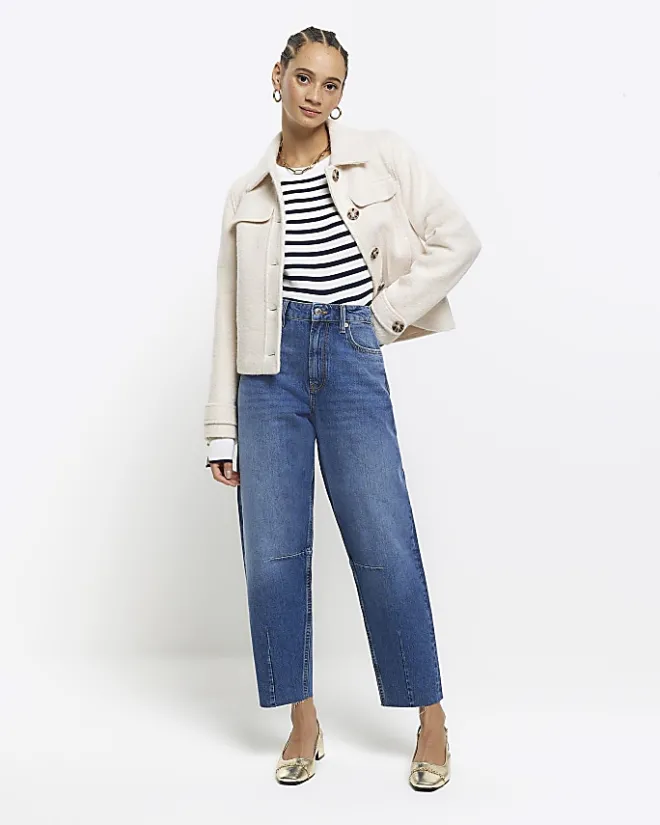River Island high waisted tapered jeans Blue Hot