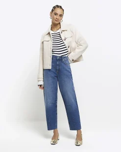 River Island high waisted tapered jeans Blue Hot