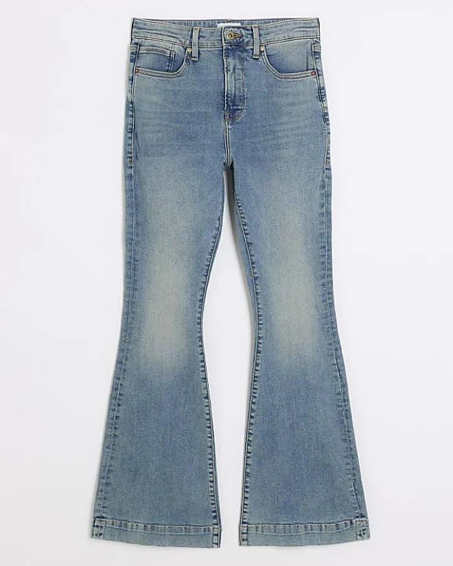 River Island high waisted tummy hold flare jeans Blue Best