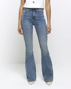 River Island high waisted tummy hold flare jeans Blue Best