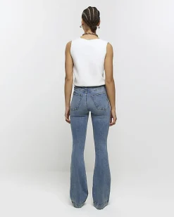 River Island high waisted tummy hold flare jeans Blue Best
