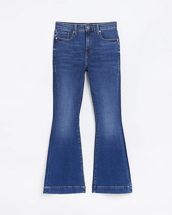 River Island high waisted tummy hold flare jeans Blue Hot