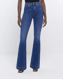 River Island high waisted tummy hold flare jeans Blue Hot