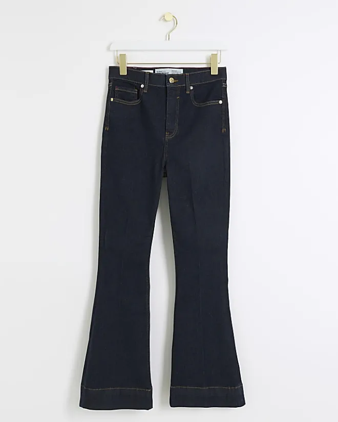 River Island high waisted tummy hold flared jeans Blue New