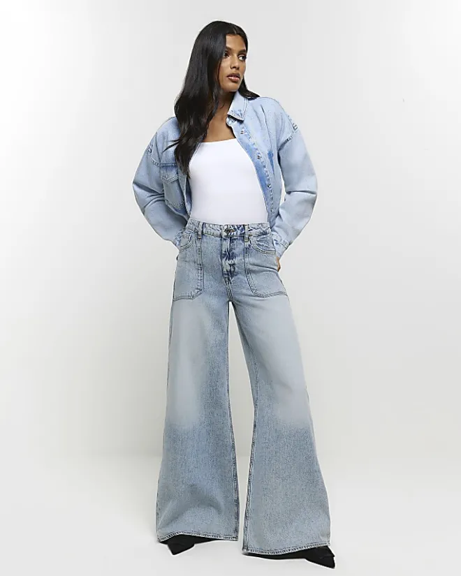 River Island high waisted wide leg jeans Blue Best