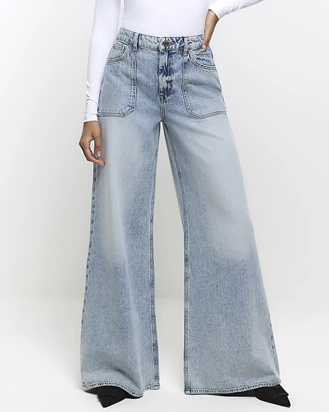 River Island high waisted wide leg jeans Blue Best
