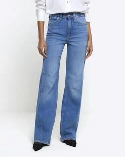 River Island high waisted wide leg jeans Blue Discount