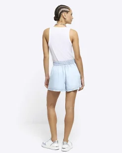 River Island lyocell drawstring shorts Blue Hot