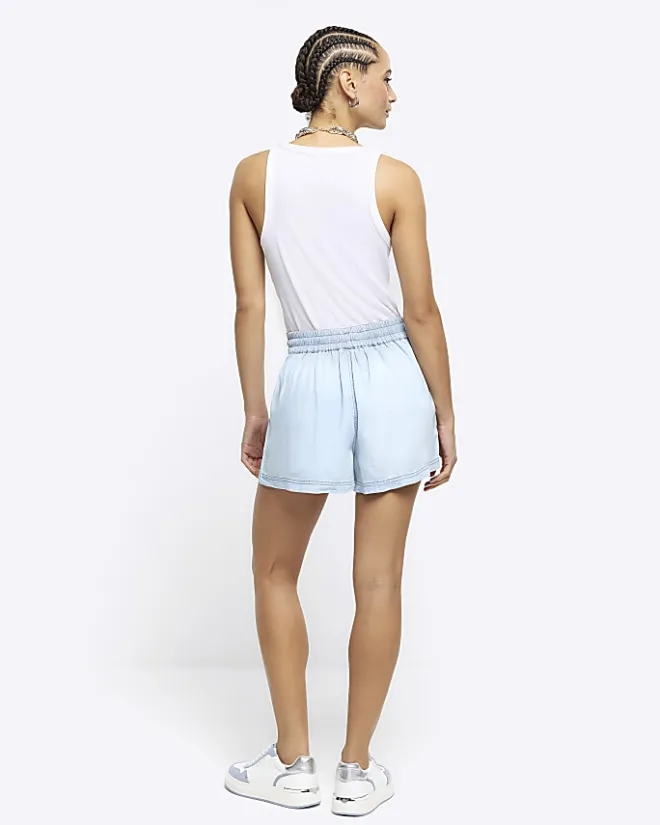 River Island lyocell drawstring shorts Blue Hot