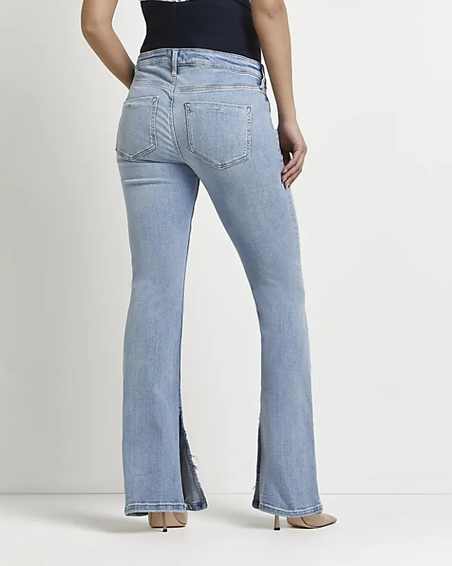 River Island maternity split hem flared jeans Blue Discount