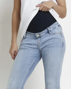 River Island maternity split hem flared jeans Blue Discount