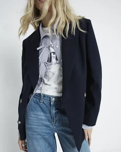 River Island mid rise baggy wide leg jeans Blue Online