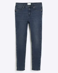 River Island mid rise bum sculpt skinny jeans Blue Clearance