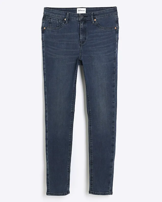 River Island mid rise bum sculpt skinny jeans Blue Clearance