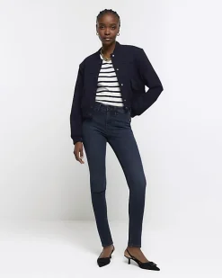 River Island mid rise bum sculpt skinny jeans Blue Clearance