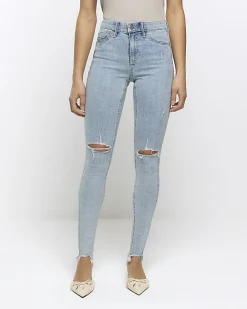River Island mid rise bum sculpt jeggings Blue Best
