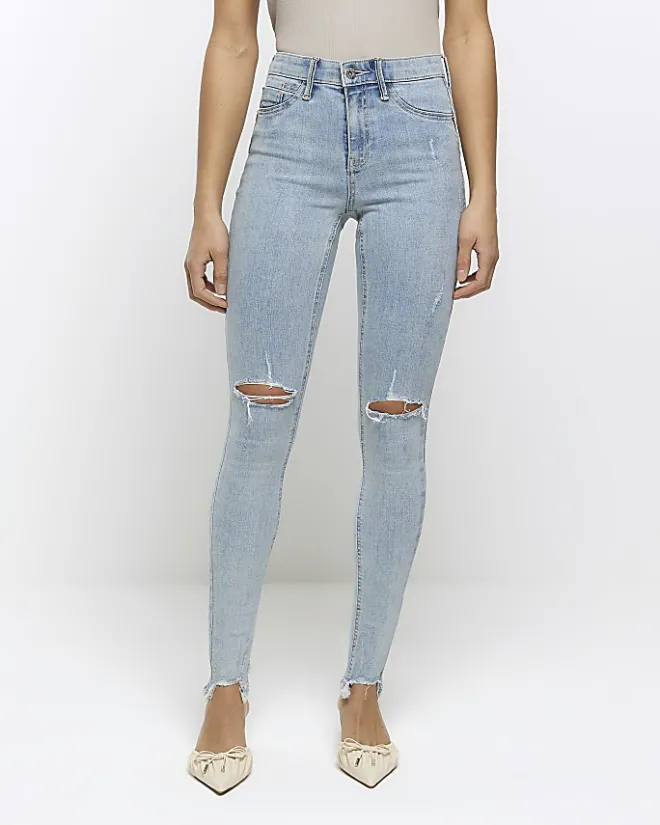 River Island mid rise bum sculpt jeggings Blue Best
