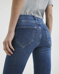River Island mid rise bum sculpt skinny jeans Blue Fashion