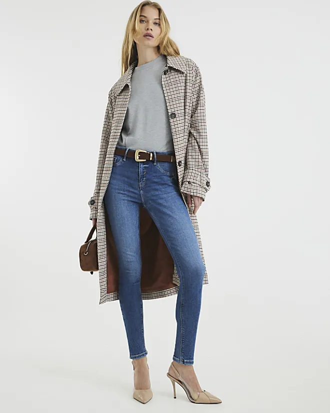River Island mid rise bum sculpt skinny jeans Blue Fashion