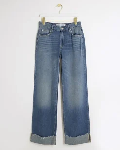 River Island mid rise loose baggy jeans Blue Sale