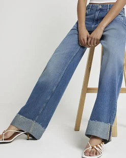 River Island mid rise loose baggy jeans Blue Sale