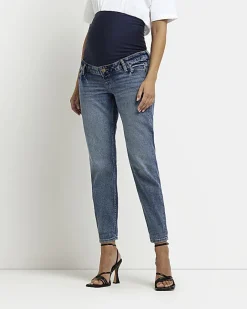 River Island mid rise maternity mom jeans Blue Hot