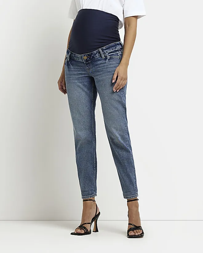 River Island mid rise maternity mom jeans Blue Hot
