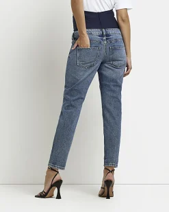 River Island mid rise maternity mom jeans Blue Hot