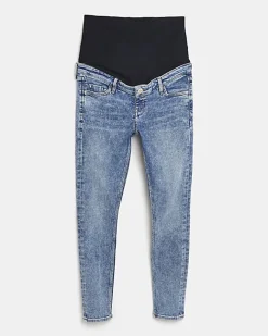 River Island mid rise maternity skinny jeans Blue Outlet