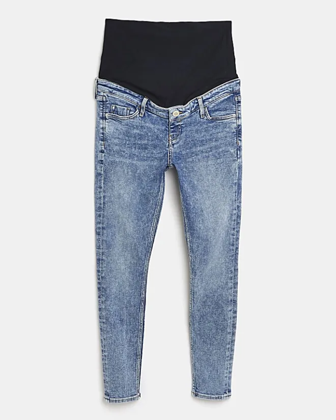 River Island mid rise maternity skinny jeans Blue Outlet