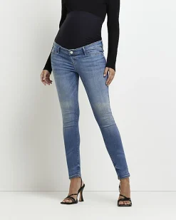 River Island mid rise maternity skinny jeans Blue Sale