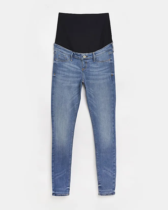 River Island mid rise maternity skinny jeans Blue Sale