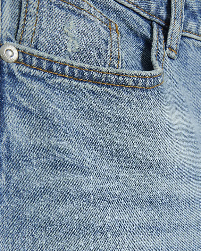 River Island mid rise relaxed straight jeans Blue Hot