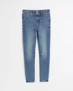River Island mid rise super skinny fit jeans Blue Outlet