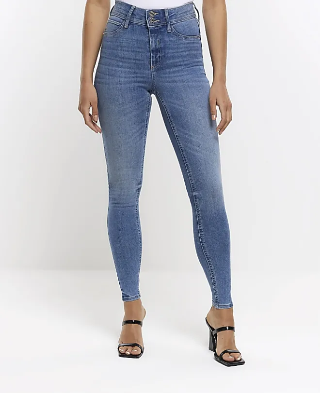River Island mid rise super skinny fit jeans Blue Outlet