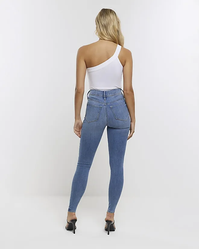 River Island mid rise super skinny fit jeans Blue Outlet