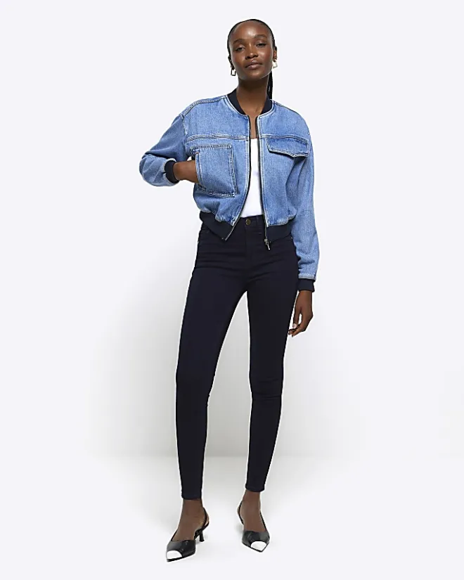 River Island molly high rise super skinny jeans Blue Discount