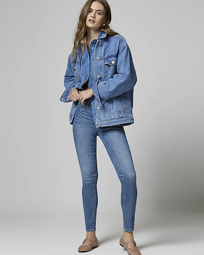 River Island molly mid rise super skinny fit jeans Blue Outlet