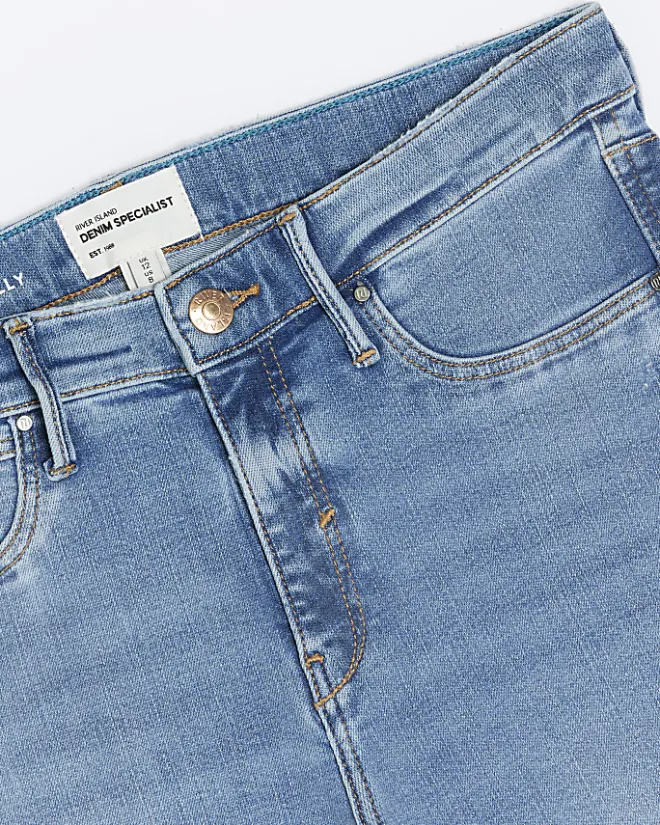 River Island molly ripped bum sculpt jeggings Blue New