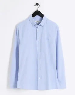 River Island Muscle Fit Oxford Smart Shirt Blue Clearance