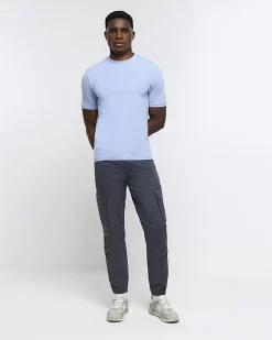 River Island muscle fit t-shirt Blue Hot