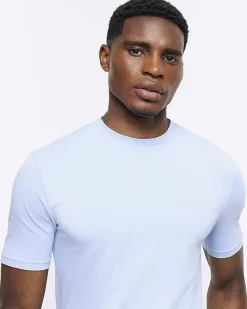 River Island muscle fit t-shirt Blue Hot