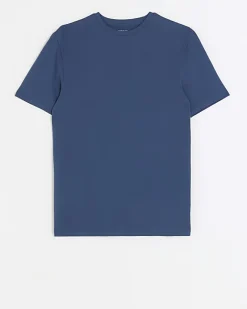 River Island muscle fit t-shirt Blue Fashion